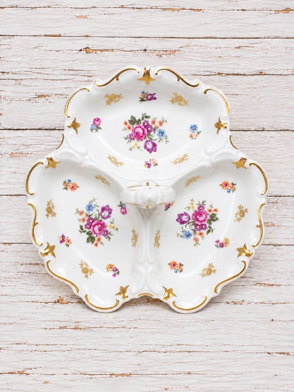 Reichenbach Fine China GDR Divided Relish Tray 3-Section Appetizer Dish